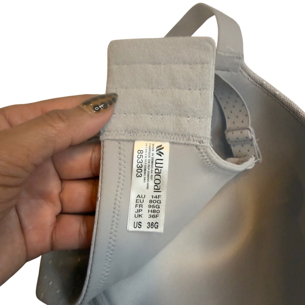 NWT Wacoal Basic Beauty Full Figure Underwire Bra 853303 Gray Dot 36G Comfy - Picture 6 of 6